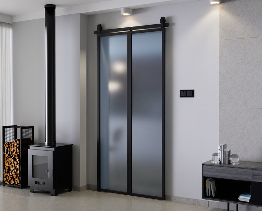 Aluminum LOFT Satin-Graphite Sliding Doors