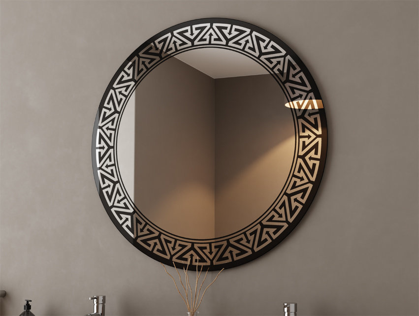 Round Wall Mirror 40cm Black Openwork IRIS