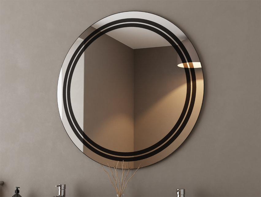 Round Wall Mirror 40cm Black Openwork HESTIA